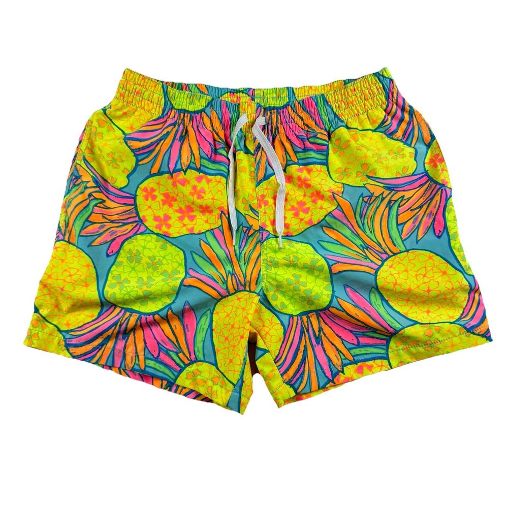 Chubbies Hooligans Swim Trunks Men's M Neon Pineapple AOP 4.5” Inseam Liner